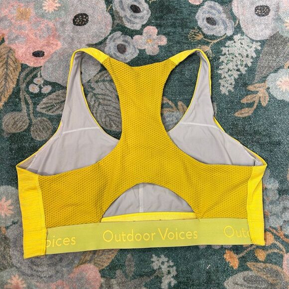 Outdoor Voices Sports Bra Womens Large Yellow Sweat Tech Wireless Racerback L - Picture 4 of 10